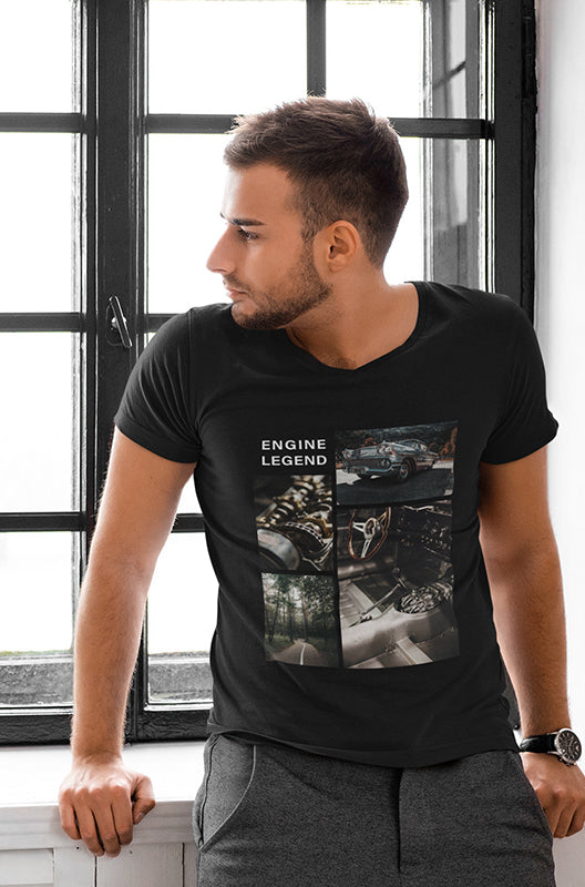 Camiseta de motor para chico, ropa para hombre con dibujo de coche antiguo