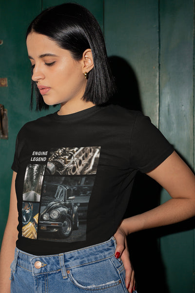 camiseta mujer con estampado de coche antiguo